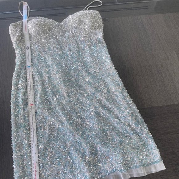Aidan Mattox Icy silver blue sequin sheath slip dress from Bloomingdale's NWT - Picture 7 of 15
